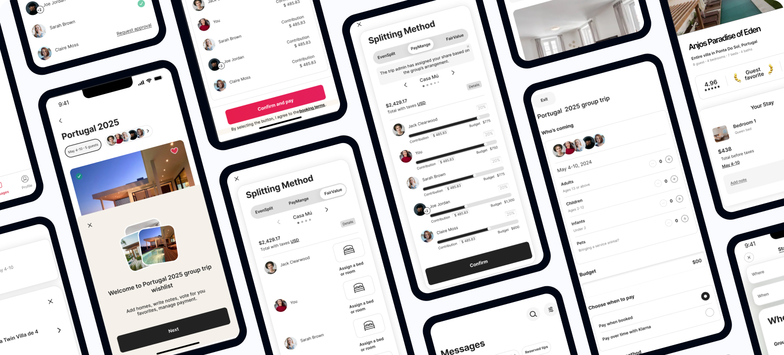 Airbnb group booking screens overview