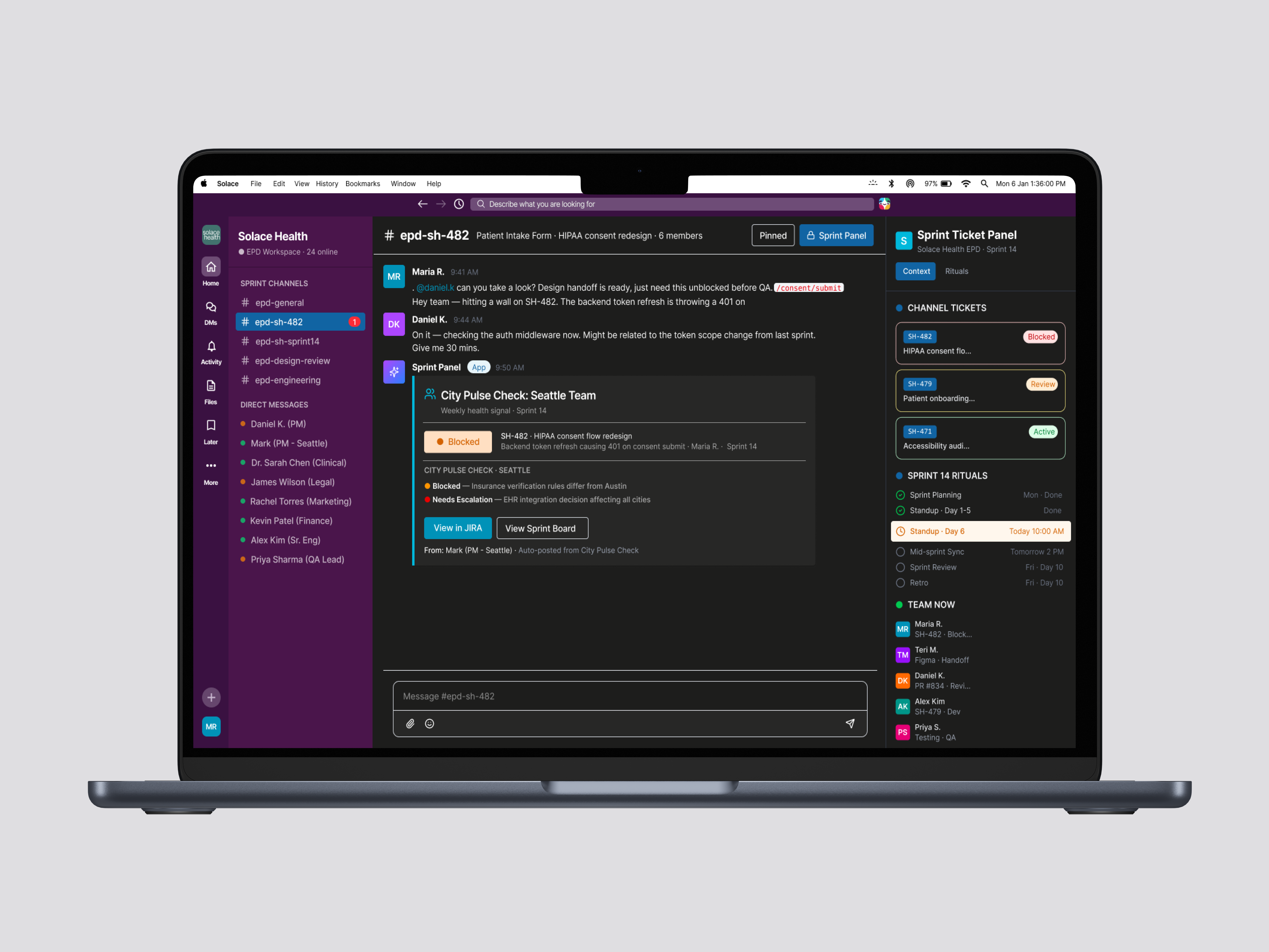 Solace Health: Sprint Ticket Panel